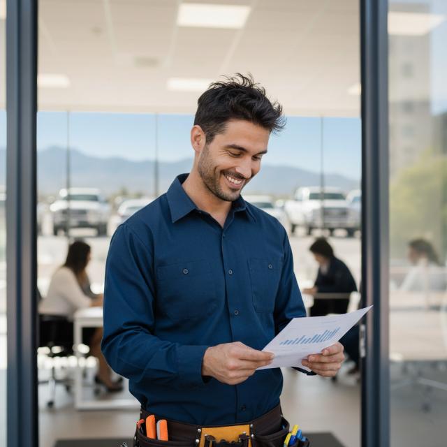 Happy Buiness Owner Leaving Office